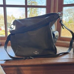 Coach Black Pebbled Leather Hobo Shoulder Bag with Silver Hardware
